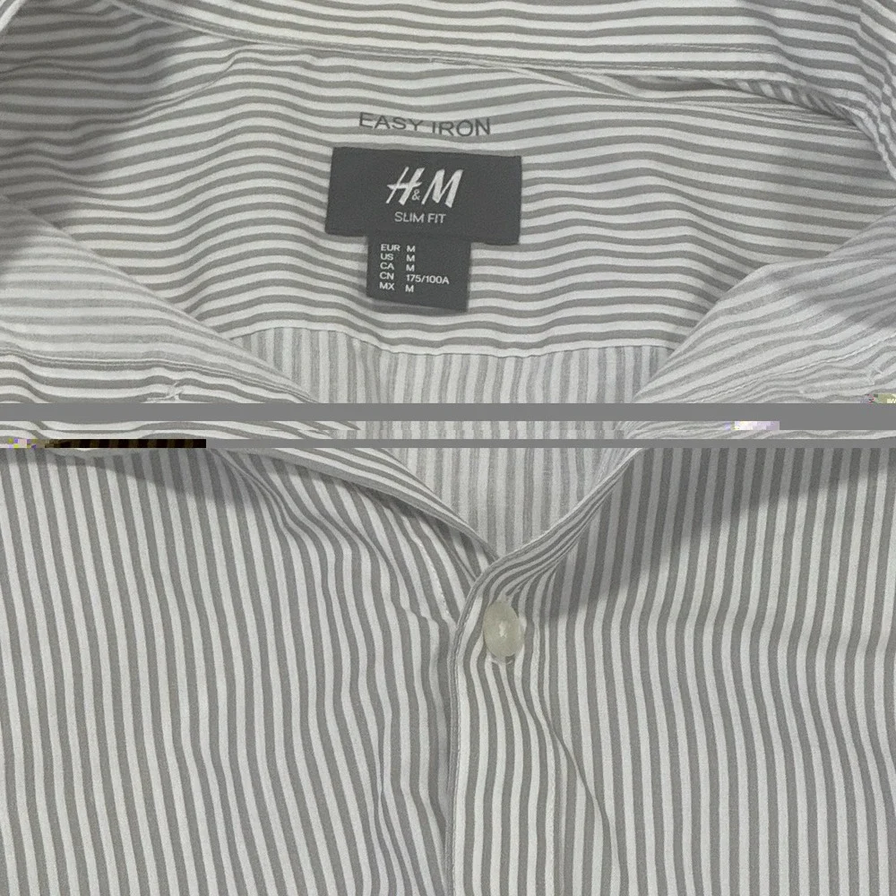 H&M Mens Easy Iron Button Down Shirt Size Medium Stripes Long Sleeve